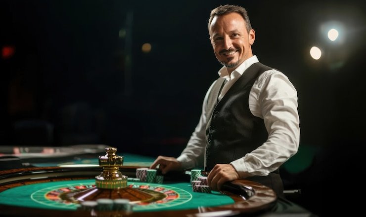 ide777 slot live-dealer Andar Bahar table with professional croupier dealing cards in high-definition studio broadcast